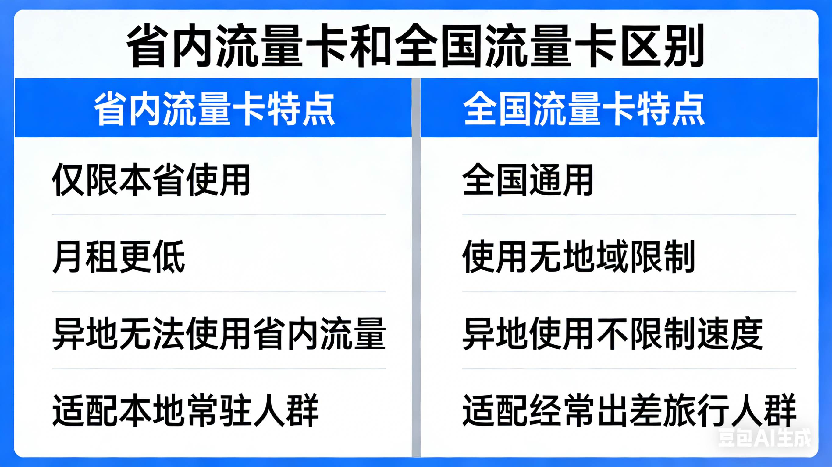 省内流量卡和全国流量卡区别