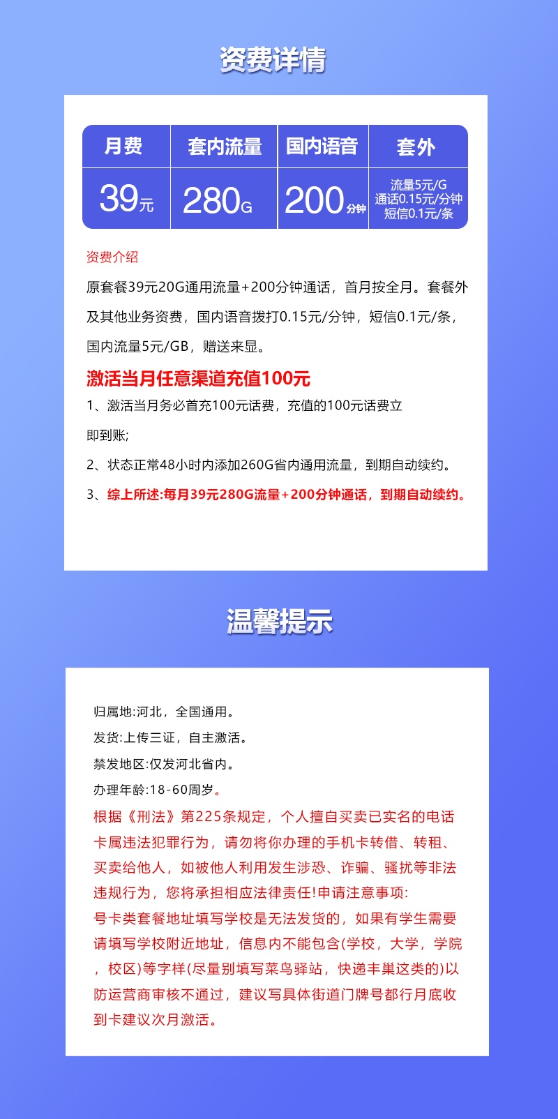 2026联通河北专享卡评测：39元280G+200分钟，河北本地用户流量神卡