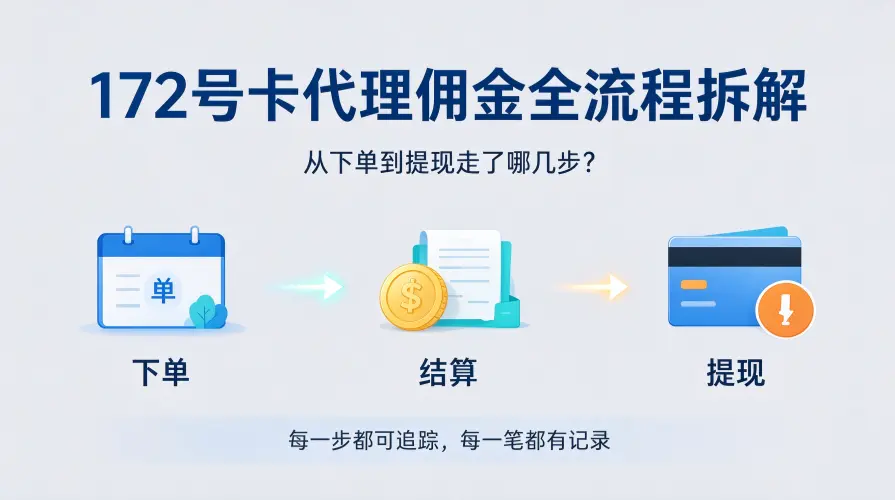 172号卡代理佣金全流程拆解：从下单到提现走了哪几步？