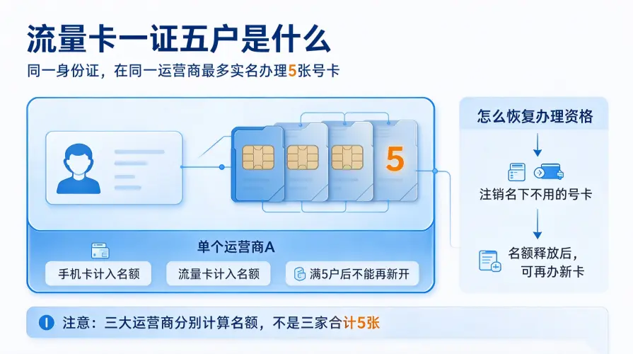 流量卡一证五户是什么-第1张图片-号卡代理合作平台